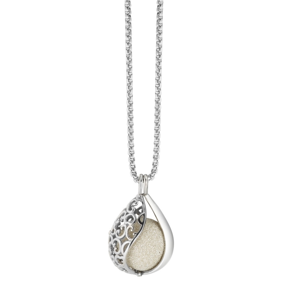 New In Box. Stainless Steel Teardrop Necklace with Crystal Stone.